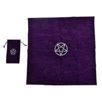 Pentagram Tarot Tablecloth With Bag Velvet Altar Tarot Cloth Pentacles Mat violetinė