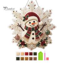Handmade Christmas Tree Decor Faux Pearl Painting Suncatcher Art Kit, Acrylic Snowflake Shape Board Easy DIY Crafting for Beginners with Lace Edge, 3D 20cm A beige