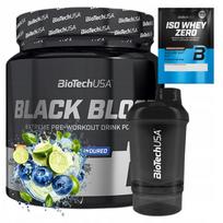 Maisto papildas BIOTECH BLACK BLOOD NOX 330g su energija, plaktuvu ir ISO WHEY ZERO 25g