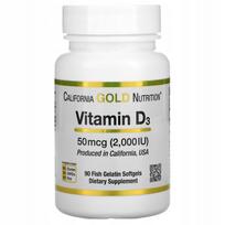 Vitaminai California Gold Vitamin D3 2000 IU, 90 kapsulių