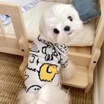 Pet Open Button Knitted Sweater Teddy Bichon Small Dog Pomeranian Yorkshire Dog Clothes Cat Autumn And Winter Clothes L back length 35cm (recommended 7-9 pounds) white