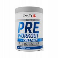 Maisto papildas PhD Pre-Workout + Collagen, be kofeino, mėlynių skonio, 20 porcijų
