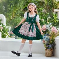 Children's Oktoberfest Costume Dress with Rustic for Girls 130 žalia