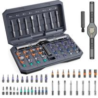 42 in 1 Magnetic Screwdriver Set DIY Ratchet Screwdriver Set Multi Bit Drive Set with Detachable Ratchet Handle for Compute. gray