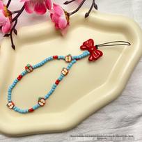 Retro Brown Beaded Camera Lanyard & Phone Pendant Accessory beige