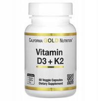 Maisto papildas California Gold Vitamin D3 5K + K2MK7 120 mcg, 60 kapsulių, su kokosų aliejumi