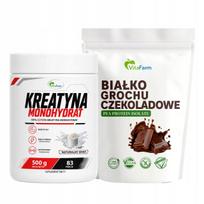 Žirnių baltymų šokolado skonis 500 g, kreatino monohidratas 500 g