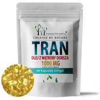 Žuvų taukai TRAN COD LIVER OIL 1000 mg Omega-3, 60 kapsulių, DHA, EPA