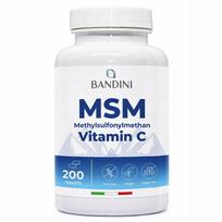Maisto papildas Bandini MSM 200, 2000 mg metilsulfonilmetano ir vitamino C, 200 tablečių
