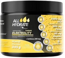 Elektrolitai AllHydrate by Aliness citrinų su kofeinu, 200 mg natrio, kalio, magnio