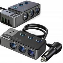 Automobilinis 12V/24V žiebtuvėlio lizdo šakotuvas su USB C įkrovikliu, 120W