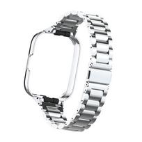 Metalinė sagties dirželis+Dėklas Redmi Watch 3 Active Milanese apyrankė Redmi Watch 3 Lite Juosta+Dėklas apsaugas Laikrodžio Priedai for Redmi 3 lite gray