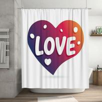 Colorful Heart 'Love' Shower Curtain - Vibrant Romantic Design For A Waterproof And Unique Bathroom Dcor Set W60H190(CM)-1 Pcs blue