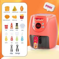 Children Simulation Intelligent Air Fryer Toys For Boys And Girls Play House Cooking Can Change Colour Food Kids Birthday Gift rožinė