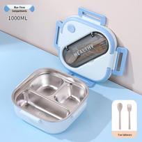 Korean Style 304 Stainless Steel Insulated Lunch Box for Men, Women, Students, and Office Workers Blue, 2 compartments gray