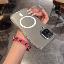 Case for Samsung Galaxy A32 4G 5G Minimal Semi-Transparent Magnetic Casing Raised Electroplated Lens Bezel Anti-Slip Drop Resistant Protective Shell Galaxy M12 gryna