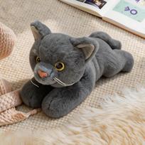 26cm Kawaii Lying Cat Plush Doll Siamese Cat Lynx Orange Cat Animal Stuffed Toy Home Decor Soft Appease Gift For Children about 26cm gray