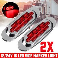 2X 16LED 12-24V LED Side Marker Light Position Side Lights Universal for Truck Trailer-Amber / White / Red / Blue / Green 2PCS raudona