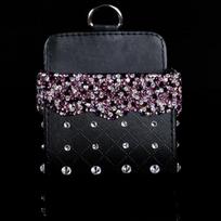 Bling Crystal Kalnų krištolas automobilio oro ventiliacijos anga kišeninio krepšio laikymo dėžutės organizatorius Universalus odinis automobilio mobiliojo telefono akinių laikiklis violetinė