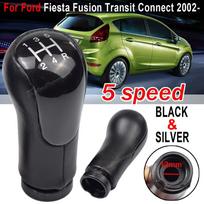 For Ford Fiesta Fusion Transit Connect 2002-On Leather Gear Shift Knob Lever Shifter Stick Pen Car Styling Interior Leather Cover gray