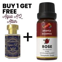 Rose Essential Oil for Aromatherapy & Home Fragrance with Free Aqua Attar | Essential Oil for Diffuser brown