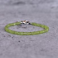 Genuine peridot bracelet fine quality peridot faceted beaded bracelet rondelle beaded bracelet Unique silver friendship gift bracelet gray