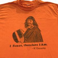 vtg 80s FRANCE-LAMES FENCING RENE DESCARTES QUOTE T-Shirt M sword philosophy M brown