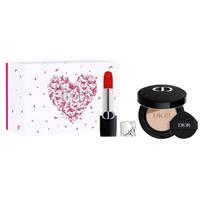 DIOR Vibrant Blue Gold Lipstick Lock-in Cushion Makeup Set Floral Houndstooth Limited Gift Box Creamy Skin Long-lasting Makeup Boosting Color 3.5g+12g mėlyna
