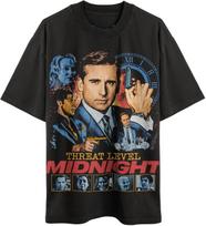 Threat Level Midnight The Office Retro TV Show Streetwear Cotton Oversized Short Sleeve Tee XS gray