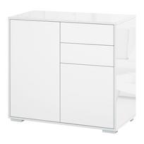 Aukšto blizgumo rėmo komoda, su stumiamu atidarymu, 2 stalčiais, svetainei, miegamajam, 74A x 79P x 36G cm, Balta 79 x 36 x 74 cm