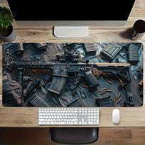 Gun parts assembly Large Mouse Pad XXL Desk Mat Non-Slip Rubber Base Gaming Keyboard and Mouse Stitched Edges for Home and game 30cmx60cm(11.8x23.6inch) gray