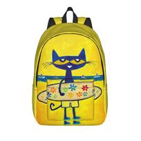 Pete the Cat Stilingas kasdienis kuprinė Lauko mokyklos verslo animacinis dienos krepšys vyrams moterims nešiojamojo kompiuterio peties krepšys S black