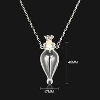 Fashion Glass Perfume Essential Oil Bottle Pendants DIY Women's Perfume Wishing Bone Ash Lanugo Fragrance Enhancer Necklace white