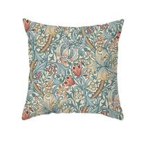 William Morris Style Vintage Floral Cushion Cover Peach Skin Botanical Throw Pillow Case for Living Room Sofa Home Decor PC 40cmx40cm(16x16Inch) beige