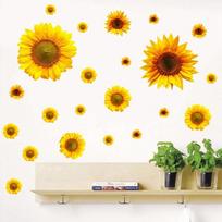 Kūrybingi gėlės saulėgrąžos sienų lipdukai namams, svetainei, miegamajam, biuro dekoravimui C yellow