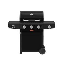 Barbecook Siesta 310 Graphite dujinis grilis maisto gaminimui lauke 3 degikliai 12kW 2.9kW šoninis degiklis ketaus grotelės 124x56x118cm BC-GAS-2072
