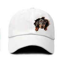 Žaismingas takso šuo skylutės zondas beisbolo kepuraitės spausdintas dizainas rankomis plaunamas animacinis stilius gatvės madingi naujoviški galvos apdangalai Adjustable black