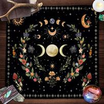 Tree of Life Tarot Card Tablecloth Divination Altar Cloth Tarot Mat Board Game Card Pad Home Decor Spiritual Oracle Card Pad 50x50cm beige