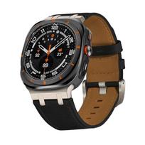 Luxury Leather Strap for Samsung Galaxy Watch 7 Ultra/8 Ultra 2026 47mm Strap No Gaps Watchband Men Women Wristband Accessories Watch Ultra 2025 black