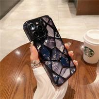 For For Iphone 16 Pro Max  Plating Marble Colorful Pattern Frame Phone Case For For Iphone 17 Air 15 14 13 12 11 Protective Cover iPhone 16 Plus black