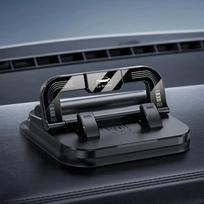 Automobilio telefono laikiklis su 360° pasukimu ir numerio plokštelės rėmeliu, Automatinis prispaudžiamas prietaisų skydelio stovas iPhone, Samsung Android GPS navigacijai juoda