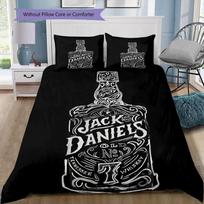Jack Daniels Whiskey Bottle Black White Sketch Print Duvet Cover Set 3 Pieces Vintage Alcohol Art Bedding Bedroom Decor Without Pillow Core Comforter 135x200cm white