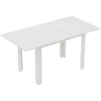 Ištraukiamas valgomojo stalas, 120–160 x 70 cm, reguliuojamo dydžio virtuvės stalas 4–6 asmenims, MDF, blizgi balta