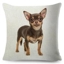Cute Little Dog Chihuahua Cushion  Decor Lovely Pet Animal Pillowcase Polyester Throw Pillow Case for Sofa Home Car ,(4) 66x66cm gray