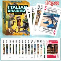 54Pcs Italian Brainrot Poker Playing Cards Funny Pokercard Tung Tung Tung Sahur Tralalero Tralala Card Game Collection Cards yellow
