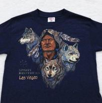 vintage 80s NATIVE AMERICAN WOLF SPIRIT BROTHERS T-Shirt MEDIUM las vegas 90s S gray