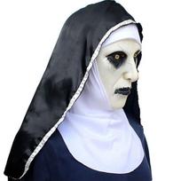 Siaubo baisu vienuolė latekso kaukė su galvos skara Valak Cosplay Helovino kostiumui white
