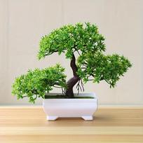 Miniatiūrinis dirbtinis pušies bonsai - Gyvas baltas vazoninis augalas namų ir biuro dekoravimui, puikiai tinka ant stalo, lentynos ar palangės žalia