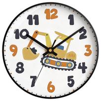 Kids Excavator Wall Clock Silent Wall Watch Cartoon Construction Art Home Decor Creative Gift For Boys (as the picture,8 inch) black
