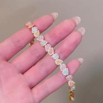 Dopamine sweet small fresh diamond-encrusted water drop bracelet exquisite fashion versatile bracelet light luxury high-end jewelry women pink